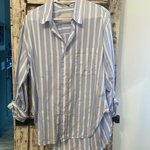 Citizens of humanity size medium blue and white stripe long sleeve button top